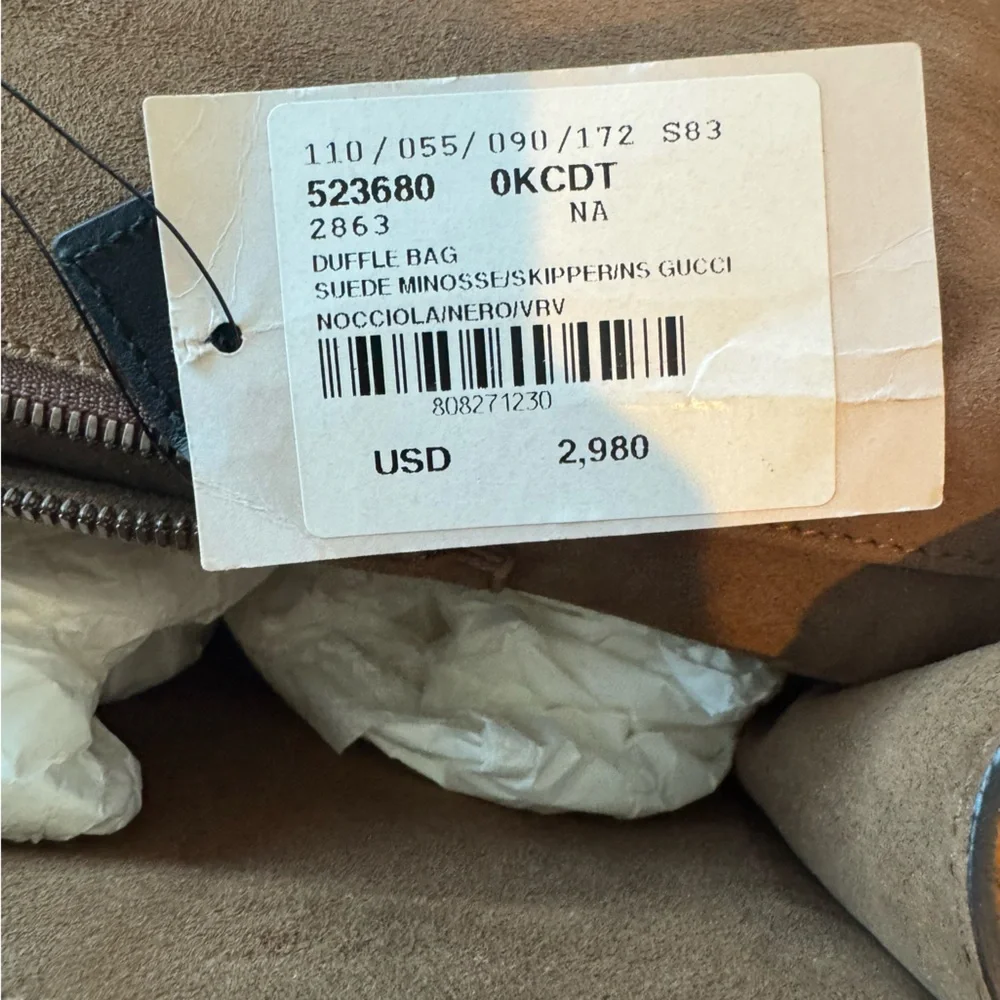 Gucci Brown Suede Briefcase with Green and Red Web Stripe